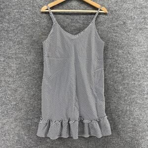 Morgan Taylor Nightgown Women M Medium Gray Striped Sleeveless Chemise